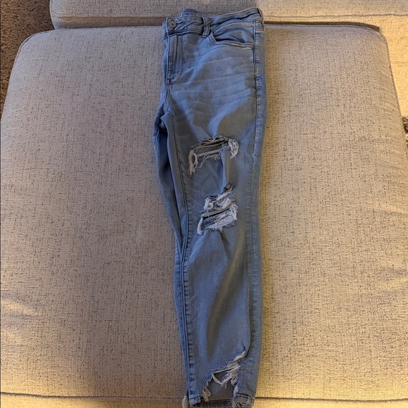 Light Blue Distressed Women Jeans - Picture 2 of 4